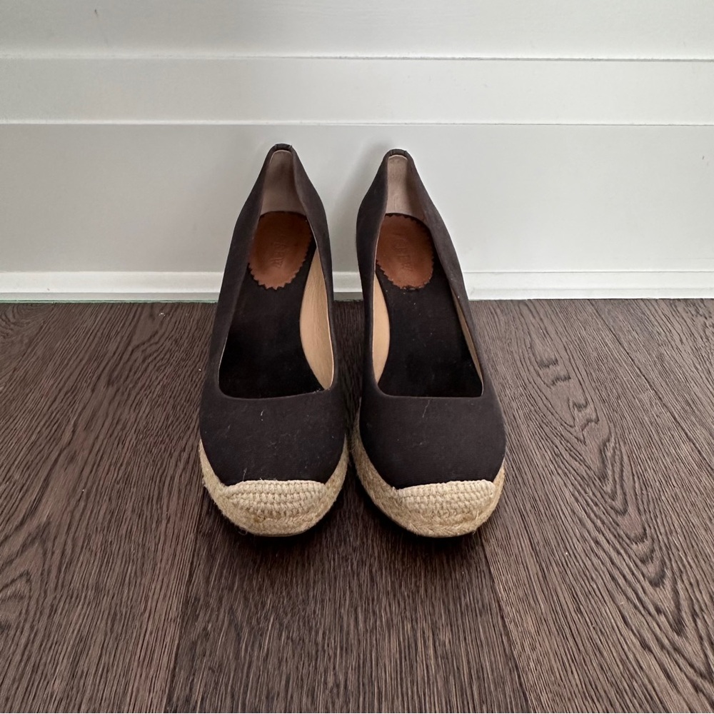 Women's J Crew Black Wedge Espadrille